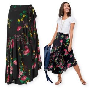 CAbi Floral Drama Full Wrap Skirt In Midnight M